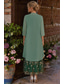 preiswerte Mamas Kleidersets-Zweiteilig A-Linie Knöchellänge Brautmutterkleid Dreiviertelarm Rundhalsausschnitt Elegant Einfach luxuriös Formell Hochzeitsgast Chiffon Spitze Jackenkleider mit Rüschen Stufen Stickerei
