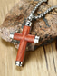 economico Gioielli da uomo-Collana da uomo con ciondolo a croce in legno e lega, catena in acciaio inossidabile, gioiello religioso, regalo per uomini maturi, estivo, casual, da viaggio, per tutti i giorni.
