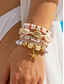 abordables Bracelet pour femme-Ensemble de 8 bracelets bohèmes à plusieurs rangs de perles pour femme, ornés de breloques étoiles de mer et coquillages, en alliage doré, à superposer, parfaits pour les vacances d'été à la plage.
