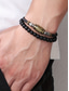 abordables Bijoux pour hommes-Ensemble collier et bracelet bohème pour homme, bijoux en cuir noir ornés de perles et de détails en métal vieilli, accessoire décontracté idéal pour l'été, parfait pour les vacances, les festivals et
