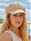 cheap Women's Hats-Sequin Starburst Summer Newsboy Cap for Women, Breathable Mesh &amp; Linen Mix, Resort &amp; Travel Flat Hat, Champagne Gold Beige/White/Black, Elegant Ladies Headwear