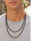 economico Gioielli da uomo-Collana da uomo a doppio strato con perline di agata nera naturale, gioiello bohémien a catena di pietre a strati per vacanze estive al mare e abbigliamento casual