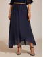cheap Chiffon Skirts-Women's Chiffon Skirt Elegant Maxi High Waist Skirts High Low Elastic Waistband Flowy Inelastic Casual Daily Weddiing Guest Navy Blue Summer