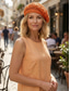 abordables Chapeaux pour femmes-Béret bohème en crochet pour femme, bonnet d'été léger et respirant en mélange de coton et lin, disponible en plusieurs couleurs, idéal pour les vacances, la plage et le quotidien.