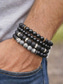 abordables Bijoux pour hommes-Ensemble de 4 bracelets pour homme en pierre naturelle, noirs superposés &amp;Bracelets en perles grises, pierres de lave et perles à finition mate, bijoux décontractés d'été pour les vacances, les