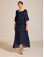 cheap Chiffon Skirts-Women's Chiffon Skirt Elegant Maxi High Waist Skirts High Low Elastic Waistband Flowy Inelastic Casual Daily Weddiing Guest Navy Blue Summer