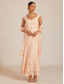 voordelige Bloemenjurk-Dames Maxi-jurk Schede jurk Trompet- zeemeerminjurk Elegant Bruiloft gast Cocktailparty Pailletten Kant Geborduurd Bloemig Korte mouw V-hals Champagne