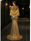 ieftine Rochii de seară sirenă-Trompetă  Sirenă Mătura Trenă Rochie tip pelerină Rochii de bal Rochii de seara Rochie formală Elegant strălucitoare Stil Vedetă Manșon Lung Gât Înalt Nuntă Oficial Dantelă Paiete cu Pliuri Broderie