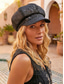 cheap Women's Hats-Sequin Starburst Summer Newsboy Cap for Women, Breathable Mesh &amp; Linen Mix, Resort &amp; Travel Flat Hat, Champagne Gold Beige/White/Black, Elegant Ladies Headwear