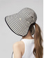 baratos Chapéus Femininos-Chapéu de sol feminino listrado e dobrável, chapéu de praia de poliéster com aba larga, boné de viagem de verão fácil de guardar, chapéu elegante com proteção UV.