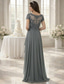 preiswerte Bodenlänge-A-Linie Bodenlang Kleid für Hochzeitsgäste Abendkleid Brautmutterkleid Kurzarm V Ausschnitt Elegant Einfach Hochzeitsgast Formeller Abend Hochzeitsfeier Chiffon mit Einfarbig