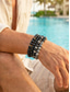 abordables Bijoux pour hommes-Ensemble de 4 bracelets pour homme en pierre naturelle, noirs superposés &amp;Bracelets en perles grises, pierres de lave et perles à finition mate, bijoux décontractés d'été pour les vacances, les