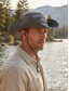 billiga Herrhattar-herr hopfällbar western cowboy utomhus hinkhatt, snabbtorkande polyester solhatt med bred brätte, flerfärgad packbar fiske vandring safari boonie hatt för resor camping strand