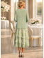 ieftine Seturi de rochii pentru mama-Două Piese Linia -A Lungimea ceaiului Rochie pentru invitata de nunta Rochie Mama Miresei Fără manșon Lungime Manșon 3/4 Stil Nautic Elegant Simplu minimalist Oficial Semi formal Șifon Jaquard cu