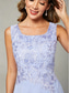 abordables Conjuntos de vestidos para mamá-Dos Piezas Corte A Hasta la Rodilla Vestido Invitada Boda Vestido de Madrina Sin Mangas Camiseta con cuello redondo Elegante Invitado a la boda Fiesta de Boda Gasa Encaje Vestidos de chaqueta con