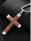 economico Gioielli da uomo-Collana da uomo con ciondolo a croce in legno e lega, catena in acciaio inossidabile, gioiello religioso, regalo per uomini maturi, estivo, casual, da viaggio, per tutti i giorni.