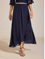 cheap Chiffon Skirts-Women's Chiffon Skirt Elegant Maxi High Waist Skirts High Low Elastic Waistband Flowy Inelastic Casual Daily Weddiing Guest Navy Blue Summer