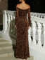 ieftine Rochii de seară sirenă-Trompetă  Sirenă Lungime Podea Rochii de bal Rochii de seara Rochie formală Elegant Petrecere Stil Vedetă Manșon Lung In Formă de Inimă Oficial Cravată neagră Epuizare Catifea cu Culoare solida
