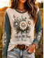 cheap Floral tee-Women's T Shirt Print Floral Graphic Plants Vintage Fashion Stylish Long Sleeve Crew Neck Regular Tops Casual Daily Weekend Blue Yellow Ink Blue Green Summer Spring Fall