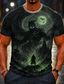 cheap Halloween T shirts-Men's Animal Werewolf T Shirt Short Sleeve T shirt 3D Print Crew Neck Shirt Dark Casual Daily Street Blue Red Green Summer Spring Clothing Apparel S M L XL 2XL 3XL