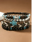 abordables Joyas para hombres-Madera estilo boho para hombre &amp;Conjunto de pulseras de aleación con diseño de tortuga marina en capas, 5 pulseras apilables con cuentas para vacaciones en la playa, viajes, festivales, resorts y uso
