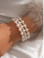 voordelige Damesarmband-Damesarmband met imitatieparels en meerdere lagen strass-steentjes, goud- en zilverkleurig, elegant statement-sieraad voor bruiloften, feesten, brunches, jubilea, vakanties en dagelijks gebruik.