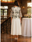billige Ankellengde-A-linje Ankellengde Kjole til brudens mor 3/4 ermer Crew-hals Elegant Årgang Enkel Formell Bryllupsgjest Familiefest Blonder Spandex Sateng Chiffon med Broderi Appliqué