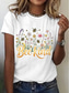cheap Floral tee-Women's T Shirt Print Graphic Independence Day Vintage Stylish Classic Short Sleeve Crew Neck V Neck Round Neck Long Tops Casual Daily White White 2 White 3 Summer Spring Fall Winter
