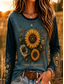 cheap Floral tee-Women's T Shirt Print Floral Graphic Plants Vintage Fashion Stylish Long Sleeve Crew Neck Regular Tops Casual Daily Weekend Blue Yellow Ink Blue Green Summer Spring Fall