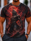cheap Halloween T shirts-Men's Animal Werewolf T Shirt Short Sleeve T shirt 3D Print Crew Neck Shirt Dark Casual Daily Street Blue Red Green Summer Spring Clothing Apparel S M L XL 2XL 3XL