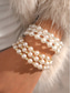 voordelige Damesarmband-Damesarmband met imitatieparels en meerdere lagen strass-steentjes, goud- en zilverkleurig, elegant statement-sieraad voor bruiloften, feesten, brunches, jubilea, vakanties en dagelijks gebruik.
