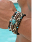 abordables Joyas para hombres-Madera estilo boho para hombre &amp;Conjunto de pulseras de aleación con diseño de tortuga marina en capas, 5 pulseras apilables con cuentas para vacaciones en la playa, viajes, festivales, resorts y uso