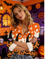 abordables Blusa y Camisas de Halloween-Halloween Mujer Camisa Botones Estampado Graphic Cráneos Calabaza Elegante Clásico Moderno Manga Larga Cuello Camisero Tops regulares Casual Diario Festivos Negro Naranja Gris Oscuro Primavera Otoño