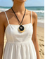 abordables Collier pour femme-Collier pendentif rond bohème pour femme, cordon en alliage de polyester, bijou tendance, or &amp;Collier pendentif rond argenté pour les vacances, la plage, les fêtes et les tenues décontractées