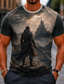 cheap Halloween T shirts-Men's Animal Werewolf T Shirt Short Sleeve T shirt 3D Print Crew Neck Shirt Dark Casual Daily Street Blue Red Green Summer Spring Clothing Apparel S M L XL 2XL 3XL