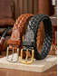baratos Cintos Masculinos-Cinto masculino trançado em couro legítimo, ajustável, casual, para usar com jeans, calças chino e bermudas. Ideal para o trabalho, viagens, golfe, férias e fins de semana.