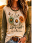 cheap Floral tee-Women's T Shirt Print Floral Graphic Plants Vintage Fashion Stylish Long Sleeve Crew Neck Regular Tops Casual Daily Weekend Blue Yellow Ink Blue Green Summer Spring Fall