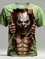 cheap Halloween T shirts-Halloween Men's Optical Illusion Creepy Clown 3D T Shirt Short Sleeve T shirt 3D Print Crew Neck Shirt Exaggerated Designer Horror Club Party Street Lake Blue Pink Purple Summer Spring All Seasons