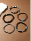abordables Joyas para hombres-Madera estilo boho para hombre &amp;Conjunto de pulseras de aleación con diseño de tortuga marina en capas, 5 pulseras apilables con cuentas para vacaciones en la playa, viajes, festivales, resorts y uso