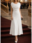 abordables Vestidos de cóctel-Corte A Hasta el Tobillo Vestidos de coctel Vestidos de invitada de boda Elegante Diario Sin Mangas Cuello vuelto holgado Formal Fiesta de Cóctel Tejido elástico Tela Lurex Espalda desnuda con