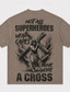 cheap Men's Graphic T Shirt-Vintage Christian Not All Superheroes Wear Capes Mine Wore A Cross Jesus with Wooden Cross Double Sided Print Short Sleeve Washed Cotton T-Shirt