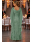billige Ankellengde-A-linje Ankellengde Kjole til brudens mor Halvlange ermer Øsehals Elegant Årgang Formell Bryllupsgjest Bryllupsfest Chiffon med Perlearbeid Paljett Drapert
