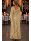 billige Ankellengde-A-linje Ankellengde Kjole til brudens mor 3/4 ermer Øsehals Elegant Årgang Blomster Formell Bryllupsgjest Bryllupsfest Chiffon Blonder med 3D-blomster Drapert Broderi