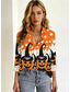 abordables Blusa y Camisas de Halloween-Halloween Mujer Camisa Botones Estampado Graphic Cráneos Calabaza Elegante Clásico Moderno Manga Larga Cuello Camisero Tops regulares Casual Diario Festivos Negro Naranja Gris Oscuro Primavera Otoño