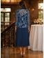 abordables Ensembles de robes pour maman-Deux Pièces Ligne A Longueur thé Robe de Mère de Mariée  manche longue Col Rond Élégant Embelli Floral Formel robe demoiselle d honneur Fête de fiançailles Dentelle mousseline de satin spandex Robes