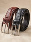 cheap Men's Belts-Men's Genuine Leather Crocodile Embossed Dress Belt, Black Coffee and Dark Blue, Multiple Sizes, Classic Pin Buckle Belt for Business, Casual Dinners, Parties and Formal Wear