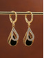 baratos Brinco Feminino-Brincos femininos de liga metálica com strass em formato de gota, brincos pendentes dourados em várias cores para casamentos, festas, jantares, encontros e uso elegante no dia a dia.