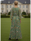 preiswerte Bodenlänge-A-Linie Kleid Bodenlang Brautmutterkleid Dreiviertelarm U-Boot-Ausschnitt Elegant luxuriös Lässig Formell Hochzeitsgast Semi-Formal Spitze mit Stickerei Applikationen