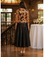 abordables Longueur de cheville-Ligne A Longueur cheville Robe de Mère de Mariée  Manche 3/4 Col ras du cou Élégant ancien Floral Formel robe demoiselle d honneur Fête de mariage Satin Tulle avec Plis Paillettes Broderie