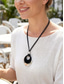 abordables Collier pour femme-Collier pendentif rond bohème pour femme, cordon en alliage de polyester, bijou tendance, or &amp;Collier pendentif rond argenté pour les vacances, la plage, les fêtes et les tenues décontractées